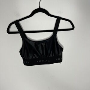 KORAL Sports Bra Womens XS Black Dare Bra‎ Barry's Logo Made in USA Athletic
